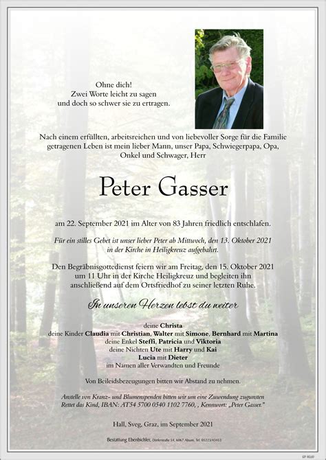 Peter Gasser Bestattung Ebenbichler