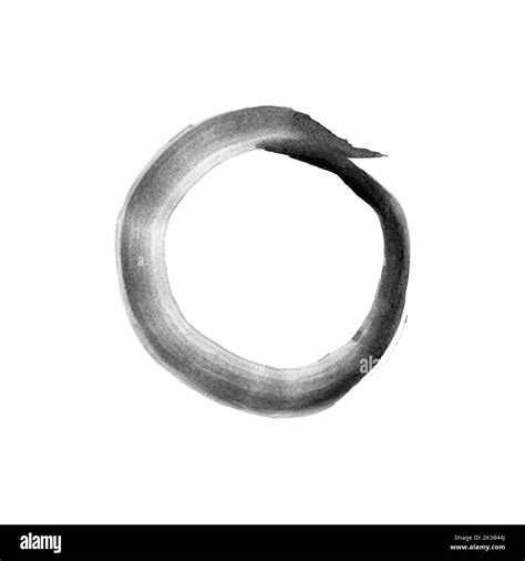 Enso Hand Drawn Watercolor Circle On White Paper The Enso Symbolizes