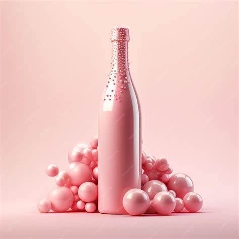 Premium Photo Pale Pink Mini Bottles Of Champagne With Pink Ball Isolated On A White Background