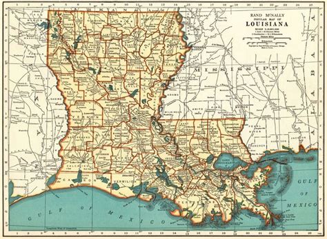 1937 Antique Map Of Louisiana Vintage Louisiana State Map T Wall Art 7579 Louisiana Map