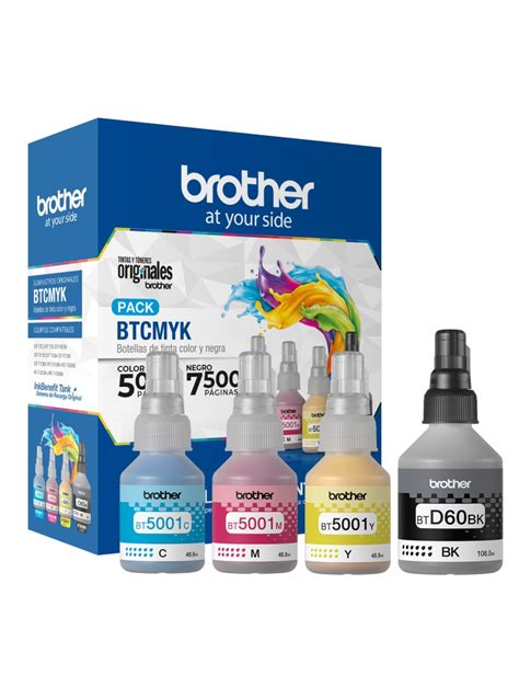 Pack Tintas Brother BTD60BK BT5001 4 Colores BTCMYK