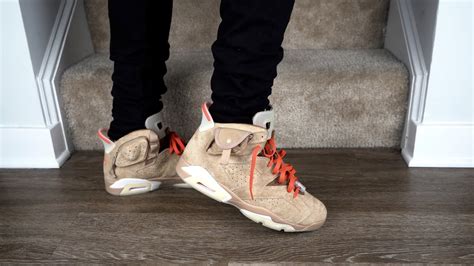 Travis Scott X Air Jordan 6 British Khaki Review On Feet 4k Youtube