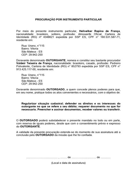 Procuração Por Instrumento Particular - procuracao_por_instrumento_particular | PDF