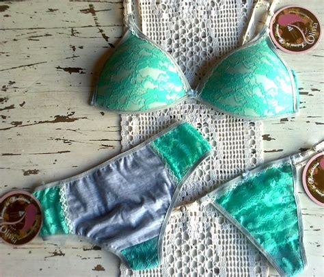 Conjunto Turquesa Encaje Con Algodon Crochet Bikini Bikinis Swimwear