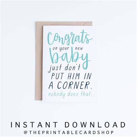 New Baby Boy Cards Instant Download Printable Congratulations - Etsy