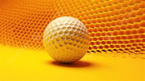 Golf Ball Sitting In A Yellow Background Surrounded By Honeycomb 3d Illustration Golf Ball On