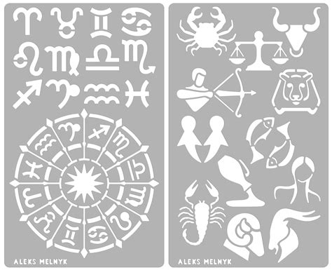 Buy Aleks Melnyk Metal Stencil Zodiac Glyphs Symbols Stainless