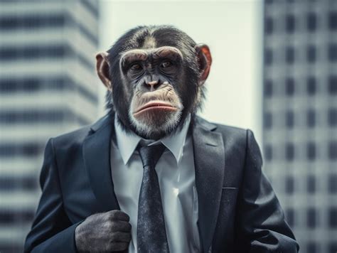 Premium AI Image | Monkey wearing a suit and tie businessman generative ai