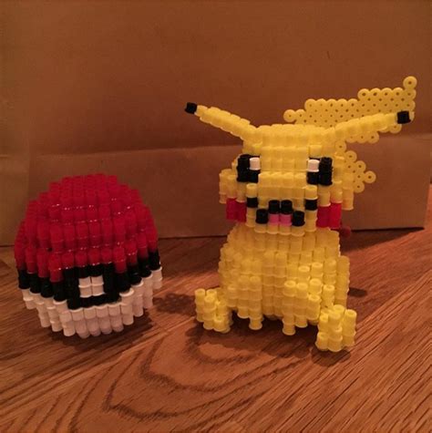 3d Pikachu And Pokeball Hama Beads Perler By Instagram Follower