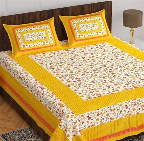 Floral Printed Bed Sheets Double Pure Cotton Rajasthani Jaipuri Prints