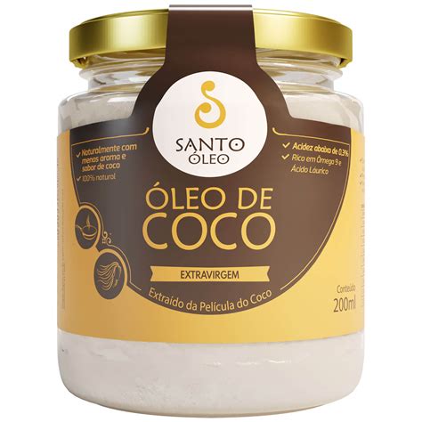 Óleo de Coco Extra Virgem de Película 200ml Santo Óleo Meu Mundo Fit