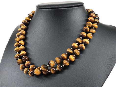 14k Gold Tiger Eye Beaded Necklace