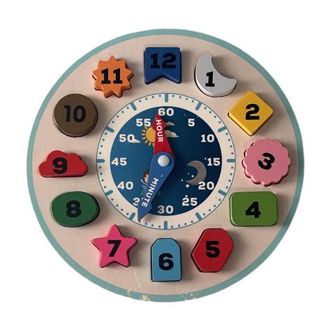 PETSOLA Shape Color Sorting Clock Teaching Clocks Preschool Activity Puzzle Toys Geometry for 2 ...