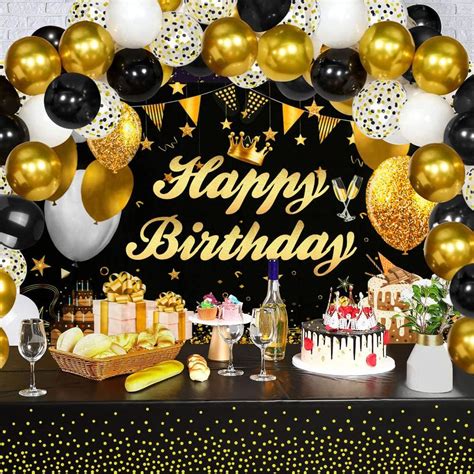 Amazon Black Gold Birthday Party Decorations Men Birthday