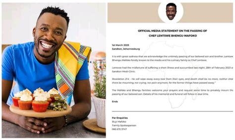 Celebrity Chef Lentswe Bhengu-Mafoko Dies