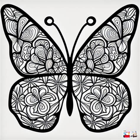 Butterfly Flowers Coloring Book Page · Creative Fabrica