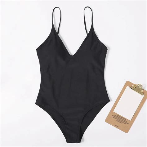 Brazilian Sexy Women One Piece Swimsuit Tankini Black Hot Red Solid