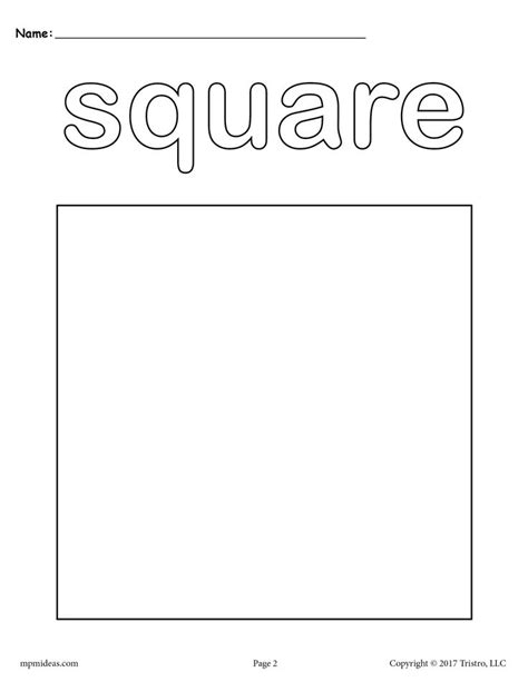 FREE Square Coloring Page | Shape coloring pages, Kindergarten coloring ...