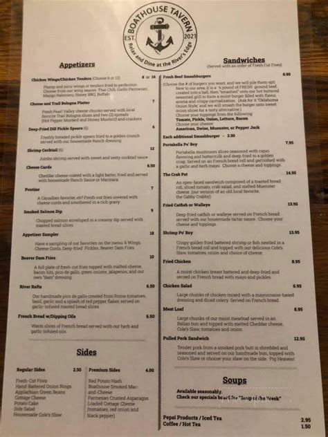 The Boathouse Tavern Menu In Coshocton Oh Order Delivery And Reviews