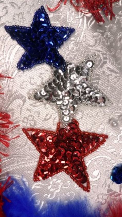 Triple Star Patriotic Beaded Sequin Applique