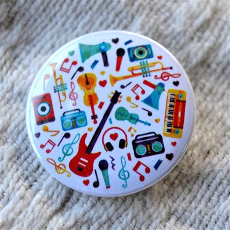 Musical Instruments Pinback Button Song Badge By Bohobuttonshop Musical