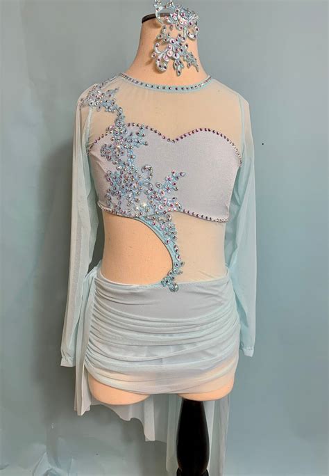 Lyrical Dance Costume . Light Baby aqua blue top with a lt aqua blue ...