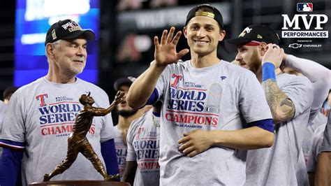 Corey Seager is presented World Series MVP trophy | 11/01/2023 | MLB.com