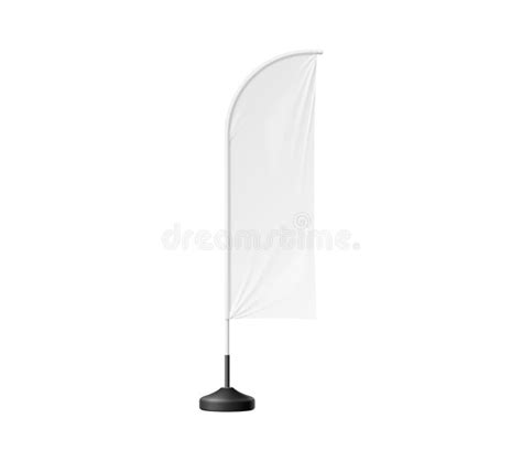 Realistic Beach Flag White Banner Stand 3d Mockup Stock Vector Illustration Of Isolated