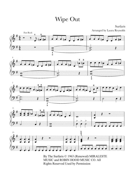 Wipe Out Arr Laura Reynolds By The Surfaris Sheet Music For Easy