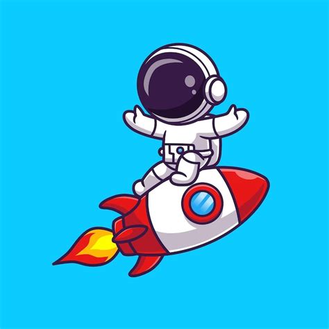 Free Vector Cute Astronaut Sitting On Rocket In Space Cartoon Vector