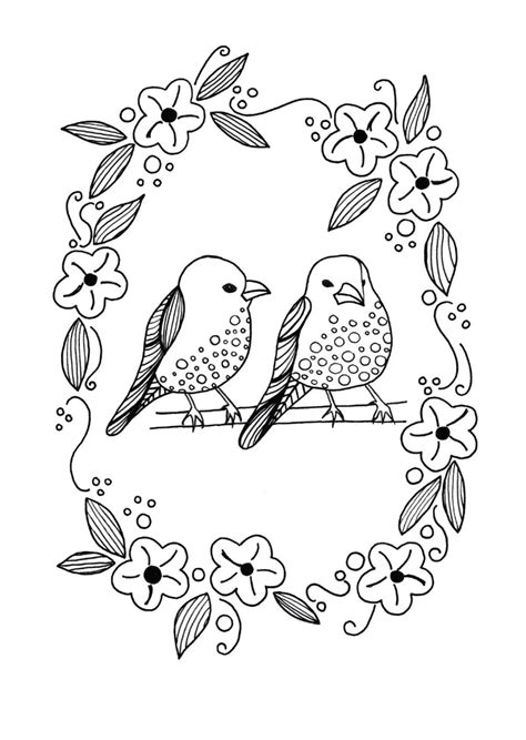 Adult Two Love Birds Coloring Pages