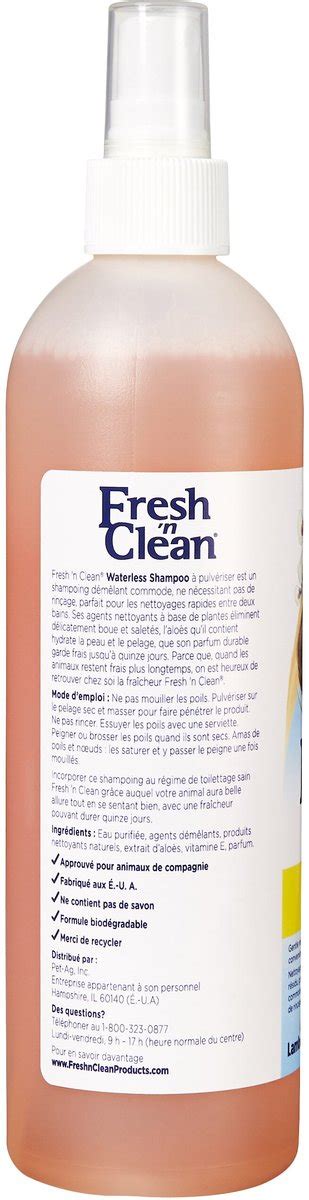 Petag Fresh N Clean Classic Fresh Waterless Dog Shampoo 12 Oz Bottle