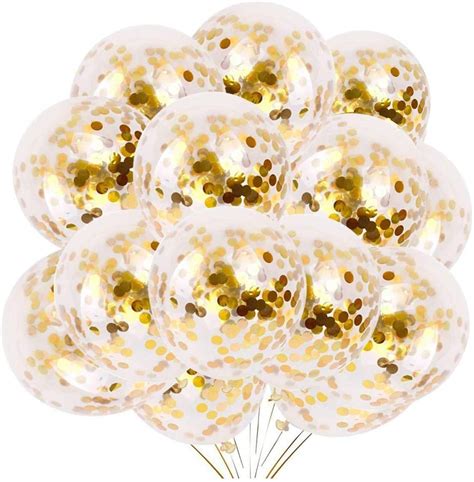 Buy 24 Pieces Gold Confetti Balloons Prefilled 12 Inch Latex Party