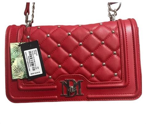 Nwt Badgley Mischka Red Quilted Studded Vegan Leather Crossbody Bag