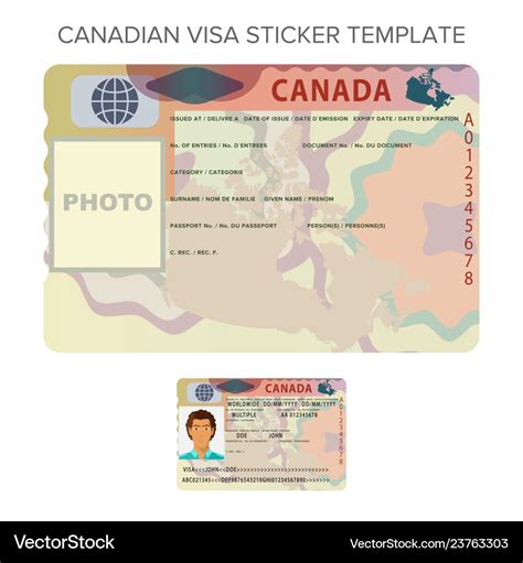 Canada International Passport Visa Sticker Vector Image