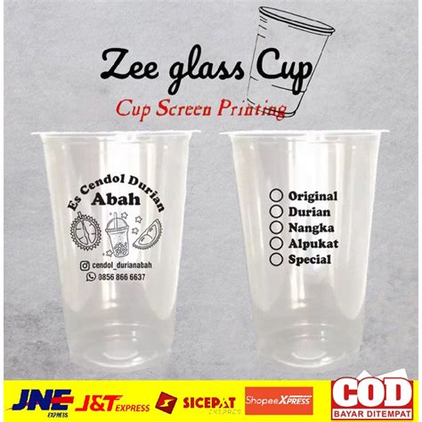 Jual SABLON CUP DATAR PP PRINTING CUP DATAR GELAS CUP PLASTIK 12 14 16