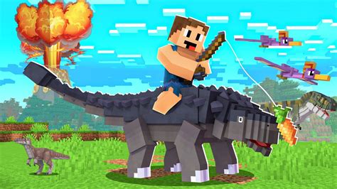 Montando Em Novos Dinossauros Minecraft Homem Das Cavernas Ep 3