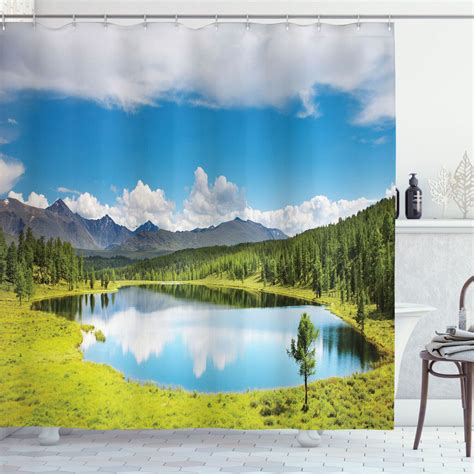 Inpercust Scenic Serenity Sky Mountain Landscape Print Shower Curtain