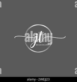 Jt Initial Handwriting With Circle Template Stock Vector Image Art