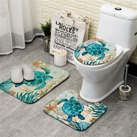 Sea Turtle Bathroom Mat Set 3 Pieces