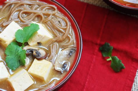 Red Miso Soup With Soba Noodles And Tofu Recipe Soba Noodles