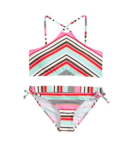 Billabong Girls Like That High Neck Two Piece Swimsuit Multicolor Size 10 00032 Ebay