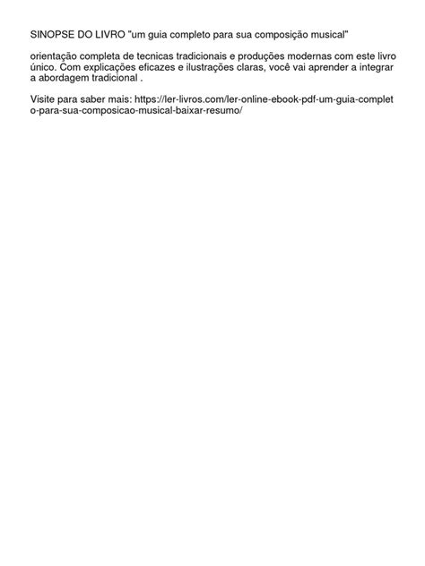 Composicao Musical Para Ser Cantada - Um Guia Completo para Sua Composição Musical | PDF