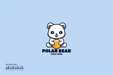 Gold Coin Polar Bear Cute Kawaii Creativ Graphic By Ajiwaluyo