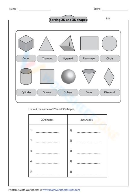 Sorting 2d And 3d Shapes Worksheet