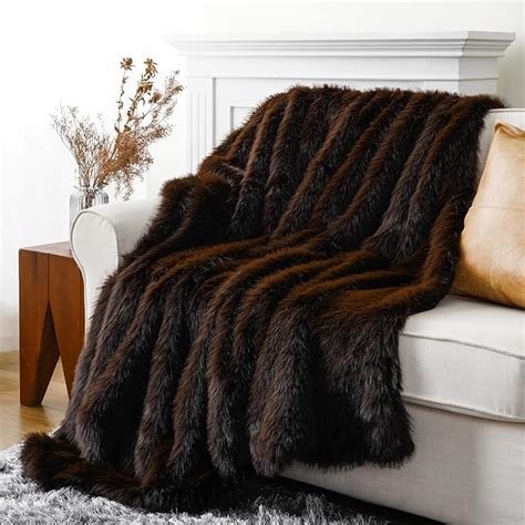 Amazon BATTILO HOME Luxury Brown Faux Fur Throw Blanket Large