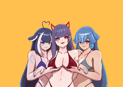 Rule 34 3girls Absurdres Ahoge Akuma Nihmune Bao Vtuber Bikini