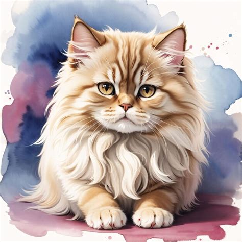 Premium Photo Cute Persian Cat Watercolor Sketch Illustration