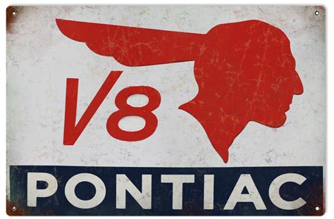 Pontiac V8 Reproduction Vintage Garage Shop Metal Sign 12x18