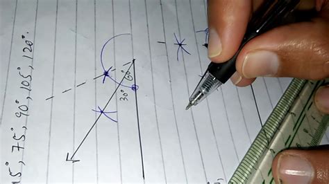 Practical Grometry How To Make Angles Of 30 45 60 75 90 105 And 120 Degrees With Drawing Compass